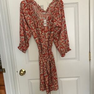 Loft Floral Red Dress